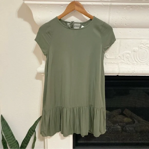 strapless open back dress OLIVE GREEN Twirl Dress with Lace Top Twirl Dress U-PICK Sleeve length –  Flax and Wool Threads main image 1
